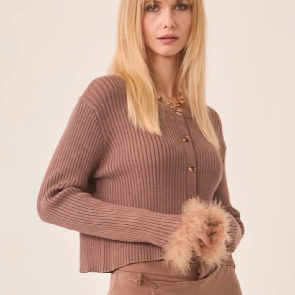 NWT NKN Nekane Taupe Cardigan Sweater - size Small/Medium -